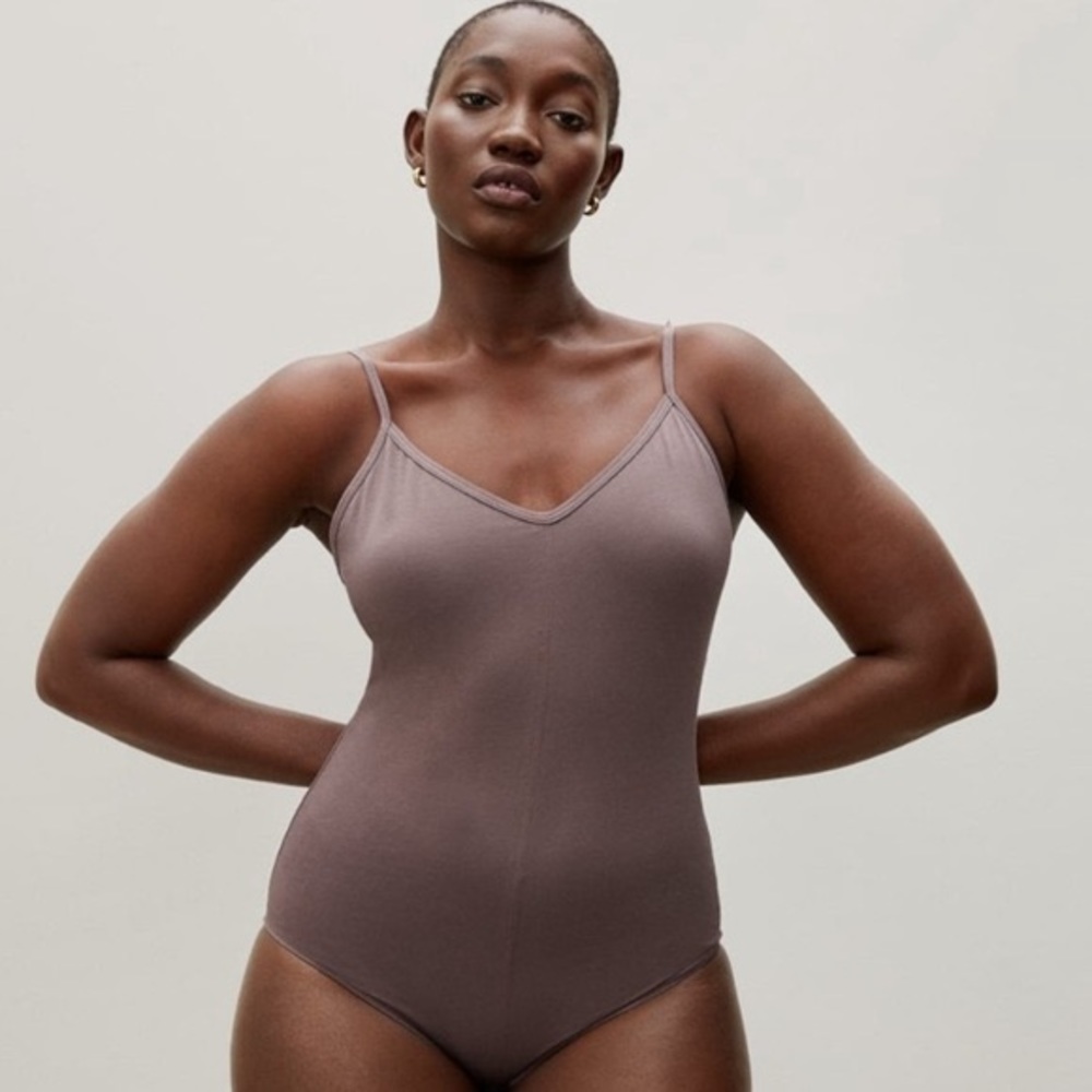 Everlane The Cami Bodysuit Peppercorn Brown